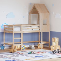 Lit superposé avec échelle et toit sans matelas 80x200 cm 