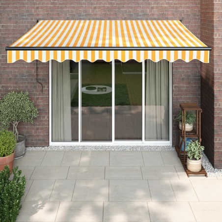 Auvent rétractable automatique jaune et blanc 3,5x2,5 m 