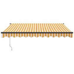 Auvent rétractable automatique jaune et blanc 3,5x2,5 m 