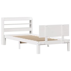 Cadre de lit avec tête de lit sans matelas blanc 90x190 cm 