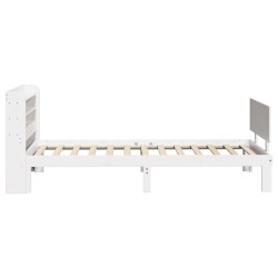 Cadre de lit avec tête de lit sans matelas blanc 90x190 cm 