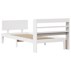 Cadre de lit avec tête de lit sans matelas blanc 90x190 cm 