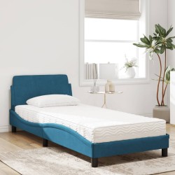 Lit avec matelas bleu 80x200 cm velours 