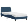 Lit avec matelas bleu 90x190 cm tissu 