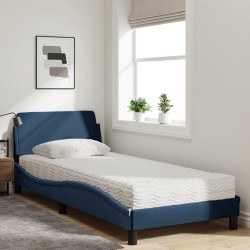 Lit avec matelas bleu 90x190 cm tissu 