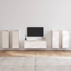 Meubles TV 5 pcs Blanc Bois massif de pin 