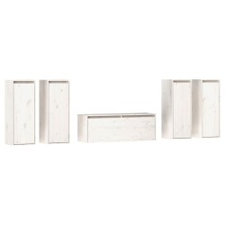 Meubles TV 5 pcs Blanc Bois massif de pin 