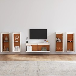 Meubles TV 5 pcs Blanc Bois massif de pin 
