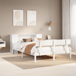 Lit bibliothèque sans matelas blanc 120x190 cm bois pin massif 