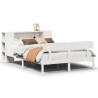 Lit bibliothèque sans matelas blanc 120x190 cm bois pin massif 