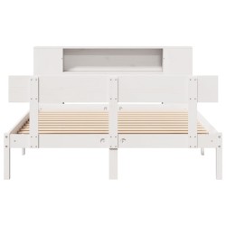 Lit bibliothèque sans matelas blanc 120x190 cm bois pin massif 