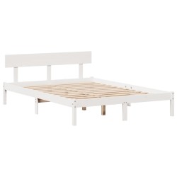 Lit bibliothèque sans matelas blanc 120x190 cm bois pin massif 
