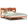 Lit bibliothèque sans matelas cire marron 200x200 cm pin massif 