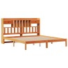 Lit bibliothèque sans matelas cire marron 200x200 cm pin massif 