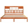 Lit bibliothèque sans matelas cire marron 200x200 cm pin massif 
