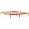 Lit bibliothèque sans matelas cire marron 200x200 cm pin massif 