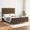 Cadre de lit sans matelas marron foncé 140x200 cm tissu 