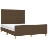 Cadre de lit sans matelas marron foncé 140x200 cm tissu 