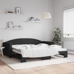 Lit de jour avec gigogne sans matelas noir 100x200 cm 