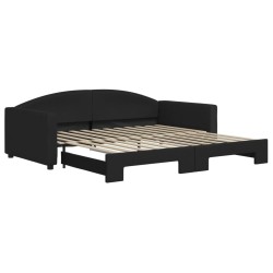 Lit de jour avec gigogne sans matelas noir 100x200 cm 