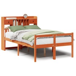 Lit bibliothèque sans matelas cire marron 120x200 cm pin massif 