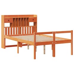 Lit bibliothèque sans matelas cire marron 120x200 cm pin massif 