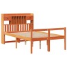 Lit bibliothèque sans matelas cire marron 120x200 cm pin massif 