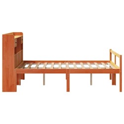 Lit bibliothèque sans matelas cire marron 120x200 cm pin massif 