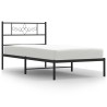Cadre de lit métal sans matelas avec tête de lit noir 90x190 cm 