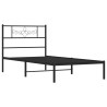 Cadre de lit métal sans matelas avec tête de lit noir 90x190 cm 