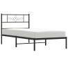 Cadre de lit métal sans matelas avec tête de lit noir 90x190 cm 