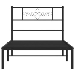 Cadre de lit métal sans matelas avec tête de lit noir 90x190 cm 