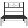 Cadre de lit métal sans matelas avec tête de lit noir 90x190 cm 