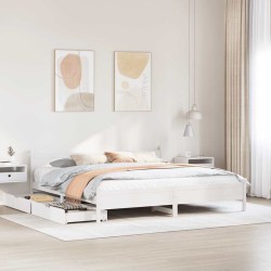 Cadre de lit sans matelas blanc 180x200 cm bois massif de pin 
