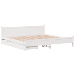Cadre de lit sans matelas blanc 180x200 cm bois massif de pin 