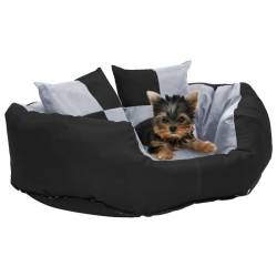 Coussin réversible lavable pour chien Gris et noir 65x50x20 cm 