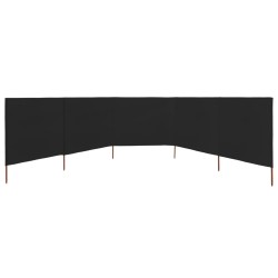 Paravent 5 panneaux Tissu 600 x 120 cm Noir 