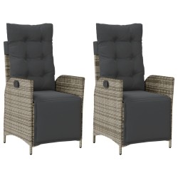 Chaises inclinables de jardin lot de 2 et repose-pied rotin 