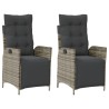 Chaises inclinables de jardin lot de 2 et repose-pied rotin 