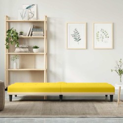 Canapé-lit avec porte-gobelets jaune clair tissu 