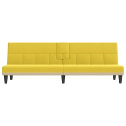Canapé-lit avec porte-gobelets jaune clair tissu 