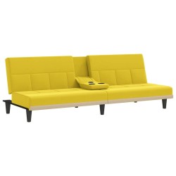 Canapé-lit avec porte-gobelets jaune clair tissu 