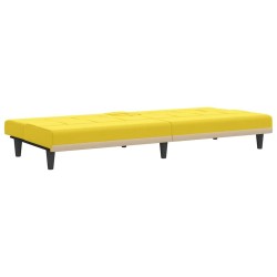 Canapé-lit avec porte-gobelets jaune clair tissu 