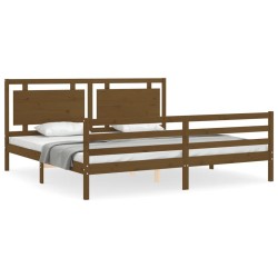 Cadre de lit sans matelas marron miel 200x200 cm bois massif 