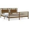 Cadre de lit sans matelas marron miel 200x200 cm bois massif 
