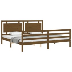 Cadre de lit sans matelas marron miel 200x200 cm bois massif 