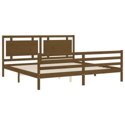 Cadre de lit sans matelas marron miel 200x200 cm bois massif 