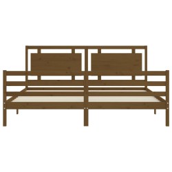 Cadre de lit sans matelas marron miel 200x200 cm bois massif 