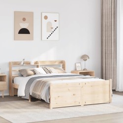 Cadre de lit et tête de lit sans matelas 135x190 cm 