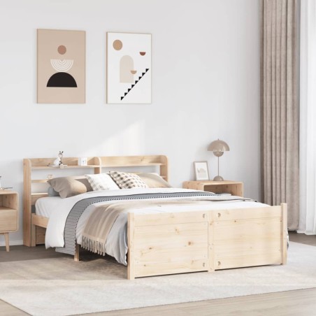 Cadre de lit et tête de lit sans matelas 135x190 cm 